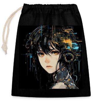 Anime Eyes Digital - Closable cotton gift bag (25x30cm) - black - Front