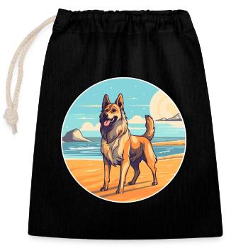 Schäferhund Rasse Cartoon Kawaii Clipart - Verschließbarer Geschenkbeutel aus Baumwolle (25x30cm) - Schwarz - Vorne