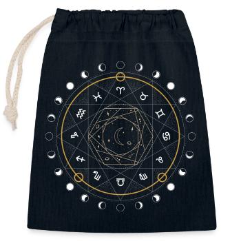 Mystic Moon Sigil Circle - Closable cotton gift bag (25x30cm) - navy - Front