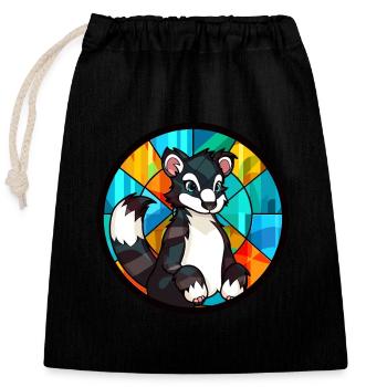 Stinktierglas bunte Karikatur Kawaii Tier - Verschließbarer Geschenkbeutel aus Baumwolle (25x30cm) - Schwarz - Vorne