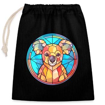 Koala Buntglas Bunte Karikatur Kawaii Tier - Verschließbarer Geschenkbeutel aus Baumwolle (25x30cm) - Schwarz - Vorne
