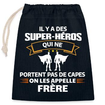 Super-Héros Frère Sans Cape - Sac cadeau en coton avec cordon (25 x 30 cm) - bleu marine - Devant