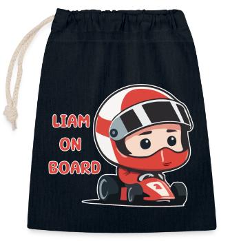 Liam on board - Verschließbarer Geschenkbeutel aus Baumwolle (25x30cm) - Navy - Vorne