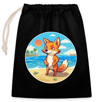 Fuchs Aquarell Cartoon Kawaii Clipart Tier - Verschließbarer Geschenkbeutel aus Baumwolle (25x30cm) - Schwarz - Vorne
