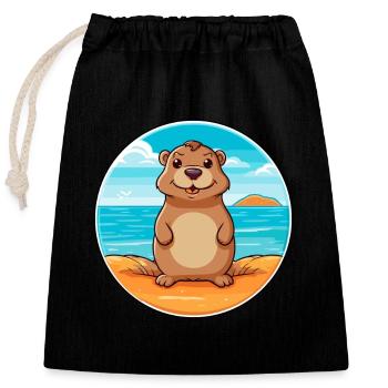 Gopher Aquarell Cartoon Kawaii Clipart Tier - Verschließbarer Geschenkbeutel aus Baumwolle (25x30cm) - Schwarz - Vorne