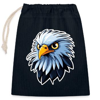Eagle Bird Drawing - Closable cotton gift bag (25x30cm) - navy - Front