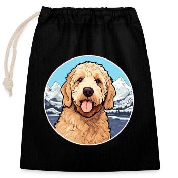 Goldendoodle Hunderasse Cartoon Kawaii Aquarell - Verschließbarer Geschenkbeutel aus Baumwolle (25x30cm) - Schwarz - Vorne