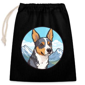St Miguel Cattle Dog Breed Cartoon Kawaii Watercol - Closable cotton gift bag (25x30cm) - black - Front