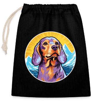 Alpine Dachsbracke Dog Breed Cartoon Kawaii Waterc - Closable cotton gift bag (25x30cm) - black - Front