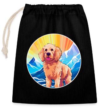 Goldendoodle Hunderasse Cartoon Kawaii Aquarell - Verschließbarer Geschenkbeutel aus Baumwolle (25x30cm) - Schwarz - Vorne