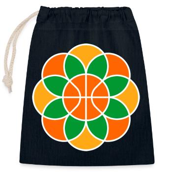 Basketball-Blumen-Mandala - Verschließbarer Geschenkbeutel aus Baumwolle (25x30cm) - Navy - Vorne