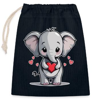Niedliches Elefant Baby mit Herz, Valentinstag - Verschließbarer Geschenkbeutel aus Baumwolle (25x30cm) - Navy - Vorne