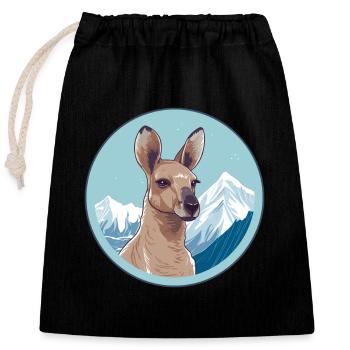 Kangourou Aquarelle Dessin Animé Kawaii Animal Animal Colo - Sac cadeau en coton avec cordon (25 x 30 cm) - noir - Devant