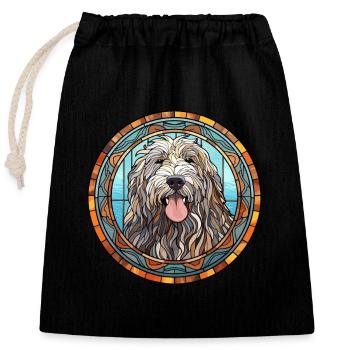 Bergamasco Schäferhund Hunderasse Buntglas Farbe - Verschließbarer Geschenkbeutel aus Baumwolle (25x30cm) - Schwarz - Vorne