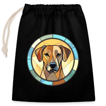 Black Mouth Cur Dog Breed Stained Glass Colorful W - Closable cotton gift bag (25x30cm) - black - Front
