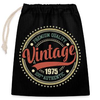 Vintage 1975 Anniversaire Retro 1975 - Sac cadeau en coton avec cordon (25 x 30 cm) - noir - Devant