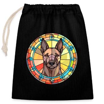 Holländischer Schäferhund Rasse Buntes Glas Bunt Wa - Verschließbarer Geschenkbeutel aus Baumwolle (25x30cm) - Schwarz - Vorne