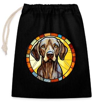 Français Gascogne Pointer chien race vitrail Col - Sac cadeau en coton avec cordon (25 x 30 cm) - noir - Devant