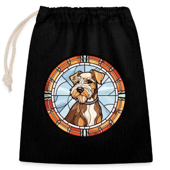 Deutsche Jagdterrier Hunderasse Buntglas Col - Verschließbarer Geschenkbeutel aus Baumwolle (25x30cm) - Schwarz - Vorne