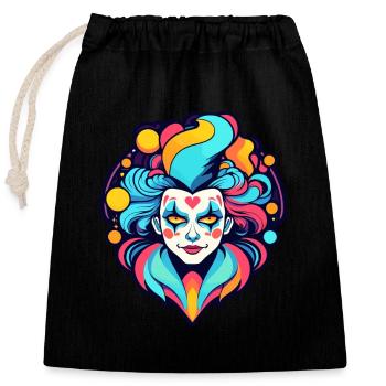 Dessin de clown - Sac cadeau en coton avec cordon (25 x 30 cm) - noir - Devant