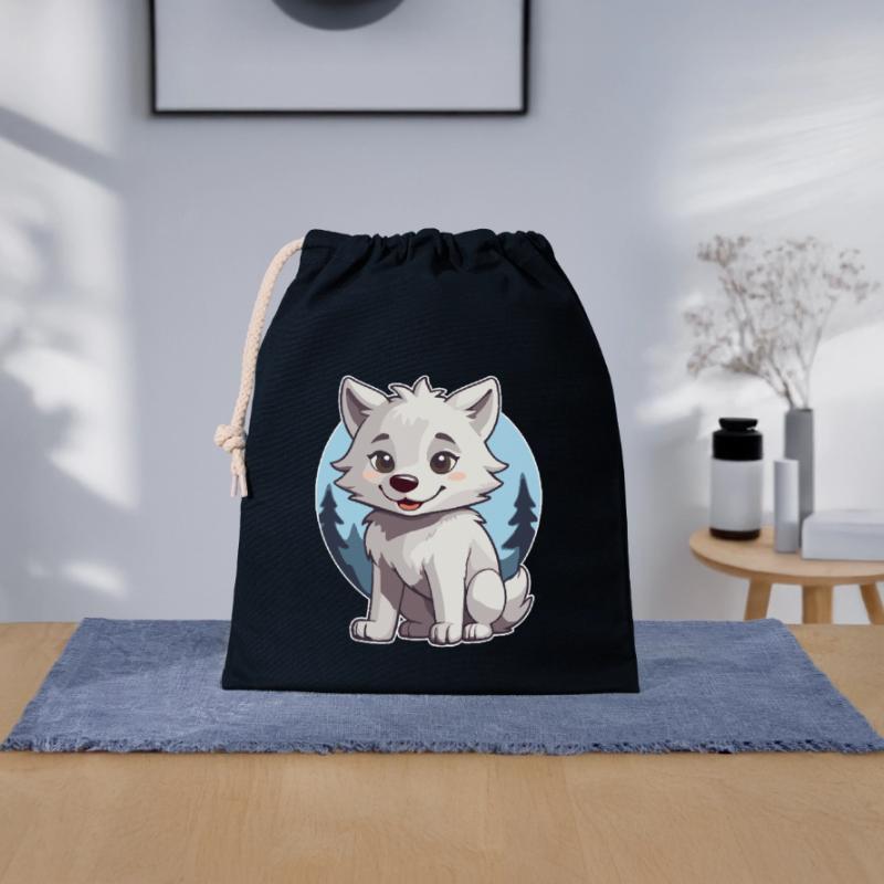 Niedlicher Wolf oder Hund Husky Verschließbarer Geschenkbeutel aus Baumwolle (25x30cm)