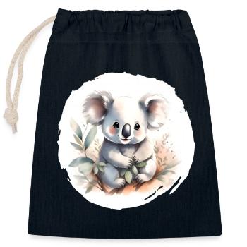 Koala Watercolor - Closable cotton gift bag (25x30cm) - navy - Front
