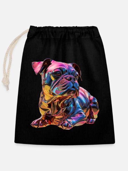 chromatische Bulldogge - Verschließbarer Geschenkbeutel aus Baumwolle (25x30cm) - Schwarz