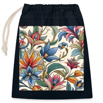 Colorful Plant Flowers - Closable cotton gift bag (25x30cm) - navy - Front