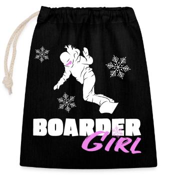 Snowboard Girl Girl Slope Boarder Board Neige - Sac cadeau en coton avec cordon (25 x 30 cm) - noir - Devant