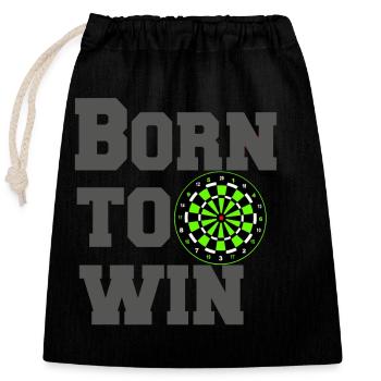 Dart, Dartpfeil, Darts, Shirt Born to win (25) - Verschließbarer Geschenkbeutel aus Baumwolle (25x30cm) - Schwarz - Vorne