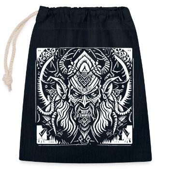 Demonic Devil on Pagan Tribal - Closable cotton gift bag (25x30cm) - navy - Front