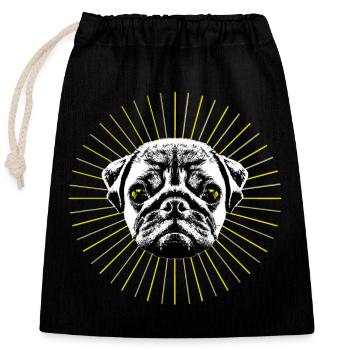 Holy Pug - Verschließbarer Geschenkbeutel aus Baumwolle (25x30cm) - Schwarz - Vorne