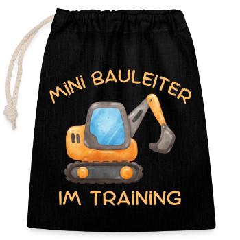 Bauleiter im Training - Verschließbarer Geschenkbeutel aus Baumwolle (25x30cm) - Schwarz - Vorne