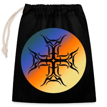 Roundel Tribal Cross Colorful Gradient T-Shirt - Closable cotton gift bag (25x30cm) - black - Front