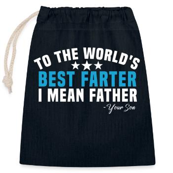 best father - Closable cotton gift bag (25x30cm) - navy - Front