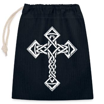 Celtic Cross - Closable cotton gift bag (25x30cm) - navy - Front