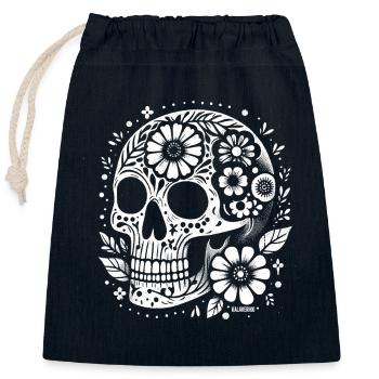 Crâne mexicain - Sac cadeau en coton avec cordon (25 x 30 cm) - bleu marine - Devant