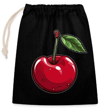Une cerise - Sac cadeau en coton avec cordon (25 x 30 cm) - noir - Devant