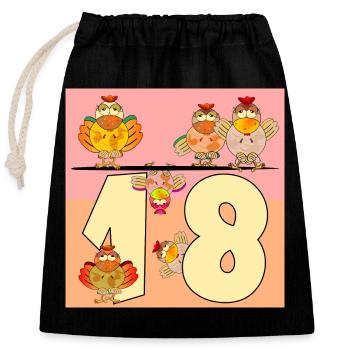 Eighteen-Year-Old Chickens - 18th Birthday - Closable cotton gift bag (25x30cm) - black - Front