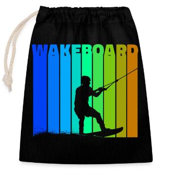 Wakeboard Saying Kitesurfer Surfing Water Sports - Closable cotton gift bag (25x30cm) - black - Front