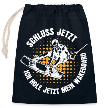 Stunt Wakeboard Planche de surf Kitesurfer Déclaration - Sac cadeau en coton avec cordon (25 x 30 cm) - bleu marine - Devant