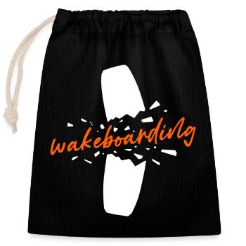 Sports nautiques Wakesurf Planche de surf Wakeboard Dicton - Sac cadeau en coton avec cordon (25 x 30 cm) - noir - Devant