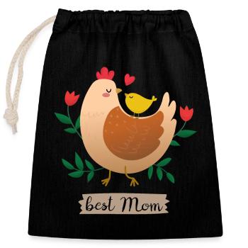 meilleur maman maman poulet avec poussin - Sac cadeau en coton avec cordon (25 x 30 cm) - noir - Devant