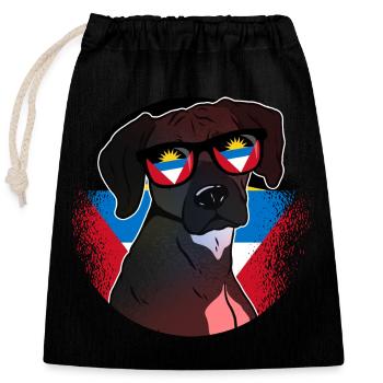 Antigua and Barbuda - Closable cotton gift bag (25x30cm) - black - Front