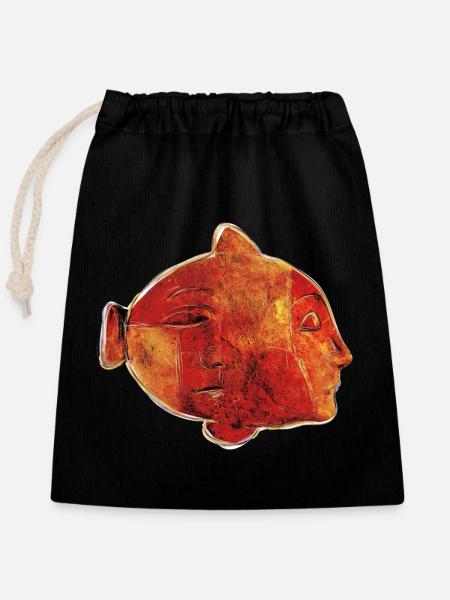 FISH - Closable cotton gift bag (25x30cm) - black