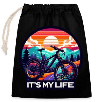 Sunset Mountainbike Abenteuer Design - Verschließbarer Geschenkbeutel aus Baumwolle (25x30cm) - Schwarz - Vorne