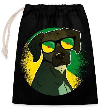 Guyane française - Sac cadeau en coton avec cordon (25 x 30 cm) - noir - Devant