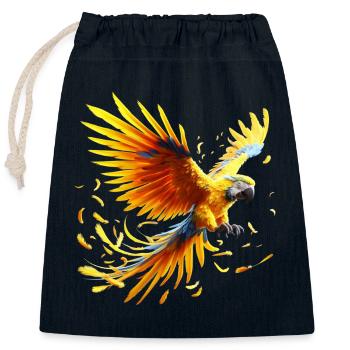 Macaw (01) - Closable cotton gift bag (25x30cm) - navy - Front
