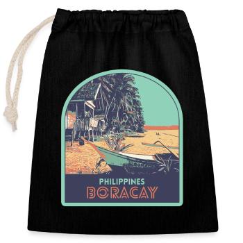 Paradis sur Terre : Boracay, Philippines - Sac cadeau en coton avec cordon (25 x 30 cm) - noir - Devant