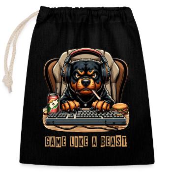 Rottweiler Gaming Design - Verschließbarer Geschenkbeutel aus Baumwolle (25x30cm) - Schwarz - Vorne